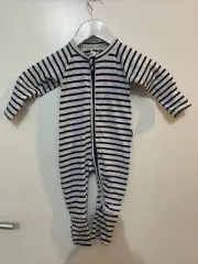 BONDS ZIP WONDERSUIT BLUE STRIPES SZ 00 BNWT (D38