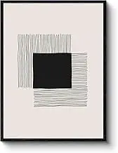 VIYYIEA Framed Canvas Wall Art, Vintage Wall Art for Living Room, Abstract Oil Painting Picture Summer Home Decor Bathroom Wall Decor Gifts for Friends or Family -【The Lines】-(12x16 Black)