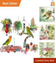 Engaging Bird Chewing & Foraging Toy Bundle for Parakeets, Conures, & Lovebirds