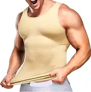 [HSQSMWJ] Men's Compression Shirt Slimming Sleeve Lumbar Abdomen Sleeveless Slim Body Quick and Effective Shaper Compress Chest