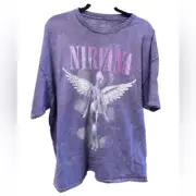 NWOT Unisex NIRVANA Purple Acid Wash Short Sleeve Tee Shirt 1993 In Utero - 2XL
