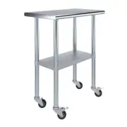 18 in. x 30 in. Stainless Steel Work Table with Casters : Mobile Metal Kitchen
