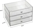 Clear stackable storage drawers 3-tier plastic drawers organizer