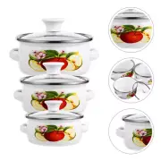 3Pcs Stackable Stock Pot Kitchen Cooking Pot Kitchen Cooking Pot Enamel Pot