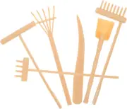 6Pcs Zen Garden Tools Set, Khaki Plastic Zen Sand Tray Rakes for Home Use, Smoot