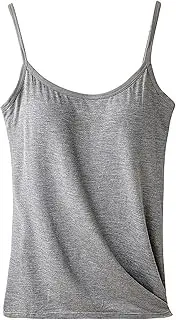 [Generic] Tank Top with Built in Bra, Comfortable Womens Seamless Padded Tank with Built in Bra, Adjustable Strap Camisole Gray