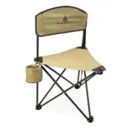 Black Sierra Elevation Tri-Pod Stool with Backrest, Lightweight, Folding Tan