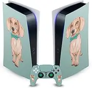 Official Barruf Dachshund, The Wiener Art Mix Vinyl Faceplate Sticker Gaming Skin Decal Cover Compatible with Sony PlayStation 5 PS5 Digital Edition Console and DualSense Controller