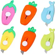 6 Pack Mini Box Cutters Retractable Letter Opener with Keychain School Office DI