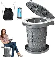 Folding Toilet - Portable Travel Toilet - Retractable Potty with Adjustable Height Outdoor Camping Stool for Hiking Fishing Beach Picnics Kids Adults