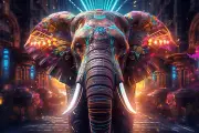 Mystical Elephant UV tapestry, Blacklight Reactive, Psychedelic Wall Hanging DMT
