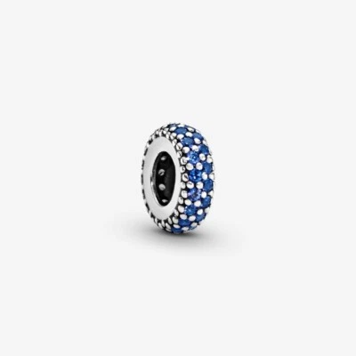 New 100% Genuine Pandora Silver Blue Pave Sparkling Spacer Charm 791359NCB