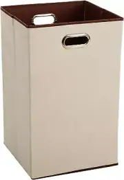 Amazon Basics Rectangular Foldable Laundry Basket Hamper, Beige,Brown