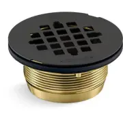 KOHLER Shower Receptor Drain Round Brass Matte Black Stainless Steel Grid Plate