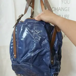 二手近新真品義大利製 TOD’S G-Bag 漆亮帆布 水桶型肩背包