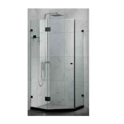 800-1150mm Diamond Hinge Door Matt Black Frameless Shower Screen