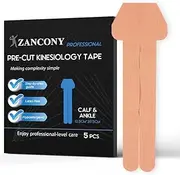 Zancony Pre-Cut Kinesiology Tape for Calf and Ankle Incredible Support for Athletic Sports Relaxing The Tense Muscles Easy to Use Latex Free High Breathability 95% Cotton and 5% Spandex 5PCS