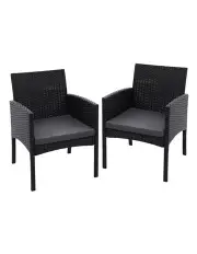 [Gardeon] Outdoor Dining Chairs Patio Furniture Rattan Lounge Chair XL Ezra 2PC