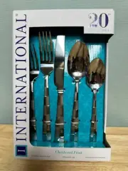 International Silver 5108515 Checkered Frost Stainless Steel Flatware, 20-Piece