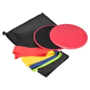 Dual-Sided Exercise Core Sliders & 5 Resistance Bands & Cloth Bag, Red