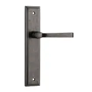 Iver Annecy Door Lever Handle on Stepped Backplate Distressed Nickel