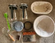 Sourdough Starter Kit 2 Jars Bread Proofing Baskets Utensils
