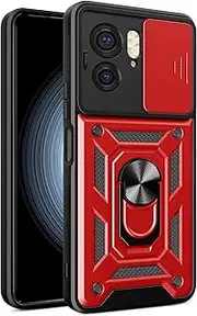 Compatible with Oppo Find X5 Lite Case,Slide Lens Shockproof Case Compatible with Oppo Reno7 5G Case Ring Kickstand 2 in 1 Phone Case Cover Hong