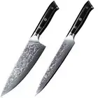 2x Japanese 8inch Chef Knife + 8inch Slicing Knife Japanese Damascus Steel Knife