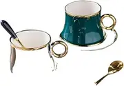 European-Style Small Simple Gold Foil Ceramic Set Mediterranean Style Flower Tea Black Tea Afternoon Cup Kitchen Accessories 欧式小简约金箔陶瓷套装地中海风格花茶红茶下午茶杯/473