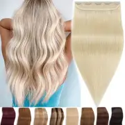 CLEARANCE Thick One Piece Remy Human Hair Extensions Clip In 3/4 Full Head White