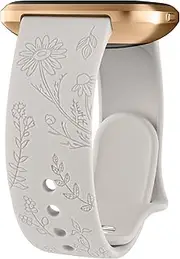 [VANCLE] Bracelet for Fitbit Versa 2 Wristband/Fitbit Versa/Fitbit Versa Lite/Fitbit Versa SE Women Men, Silicone Wristbands Floral Engraved Watch Strap Sport Replacement Strap