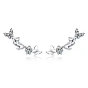 Sterling Silver Cat & Butterfly Hook Hypoallergenic Earrings