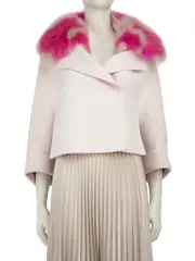 Pink Cashmere Fox Fur Collar Jacket