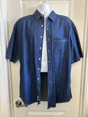 VTG Deadstock Mervyns Cambridge Classics Short Sleeve Denim Jean Shirt Large