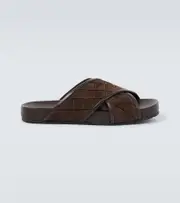 [Bottega Veneta] Bottega Veneta Tarik Intrecciato suede slides AU 8 brown