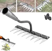 Iron Rake 2.0 - Iron Rake for Gardening and Weeding, 2025 Upgraded Iron Weeding Rakes, 5/6/7/8 Teeth Carbon Steel Garden Weeding Rakes, for Backyard Lawn Loosening(8 Teeth)