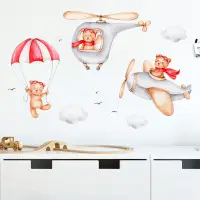 在飛比找Very buy優惠-新FX-卡通小熊飛機氣球臥室玄關商用牆面美化裝飾牆貼紙自粘