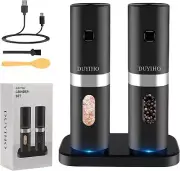 Rechargeable Electric Salt and Pepper Grinder Set with Double Charging Black