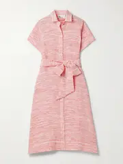 [Lisa Marie Fernandez] Lisa Marie Fernandez - Belted Linen-blend Gauze Midi Shirt Dress - Pink - 3 3 Pink
