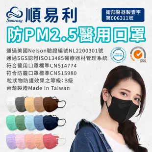 SUMEASY順易利 成人 PM2.5醫用防霾口罩   3D口罩(30入) 立體口罩 台灣製MIT30入