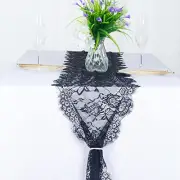 Lace Table Runner 120 inches Long Lace Table Runner Lace Fabric 12x120" Black