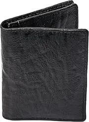 [Arnate] Unisex Mens Womens Slim and Sleek Super Minimalist Genuine Leather Card Holder Wallet RFID Block Bifold Black Print 4 Cards Slots