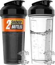 Shaker Bottles for Protein Mixes, 2 Pack, 28 oz, Shaker Bottle with Wire Whisk Ball, Protein Shaker Bottle, Shaker Cup, Protein Shaker, Protein Shake Bottle, Bottle Shaker, Shake Bottle