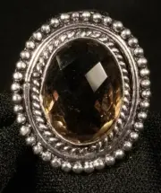 German Silver Smoky Quartz Stone ring. Size 7