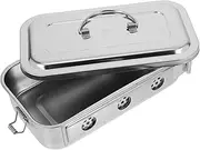 FOMIYES Stainless Steel Tool Tray with Locking Lid 304 Steel Metal Doctor Storage Box Holder Lab Tool Tray