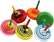 Generic 6pcs Funny Peg-top Cause and Effect Groan Tube Mini Animal Gyroscope Education for Boys Small Top Wooden