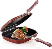 qwmvhfg， BBQ Skillet Aluminum Alloy Kitchen Non-Stick Baking Pancake Pan Omelette Trays Double-Sided Flip Design Fried Egg Pancake Pan for
