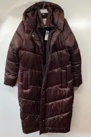 Abercrombie & Fitch Womens Puffer Coat Size XL Burgundy Water Wind Resistant NWT