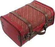 Vintage Suitcase Decorative Boxes: Antique Wooden Treasure Chest Vintage Storage Box Travel Luggage Props Jewelry Organizer Home Decor