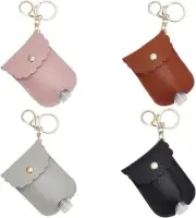 Leather Hand Sanitiser Holder Keychain, 4-Pack Portable Leather Sanitizer Holder
